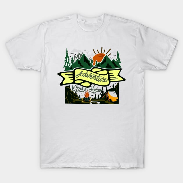 My Adventure Start Here T-Shirt by miftahchemist